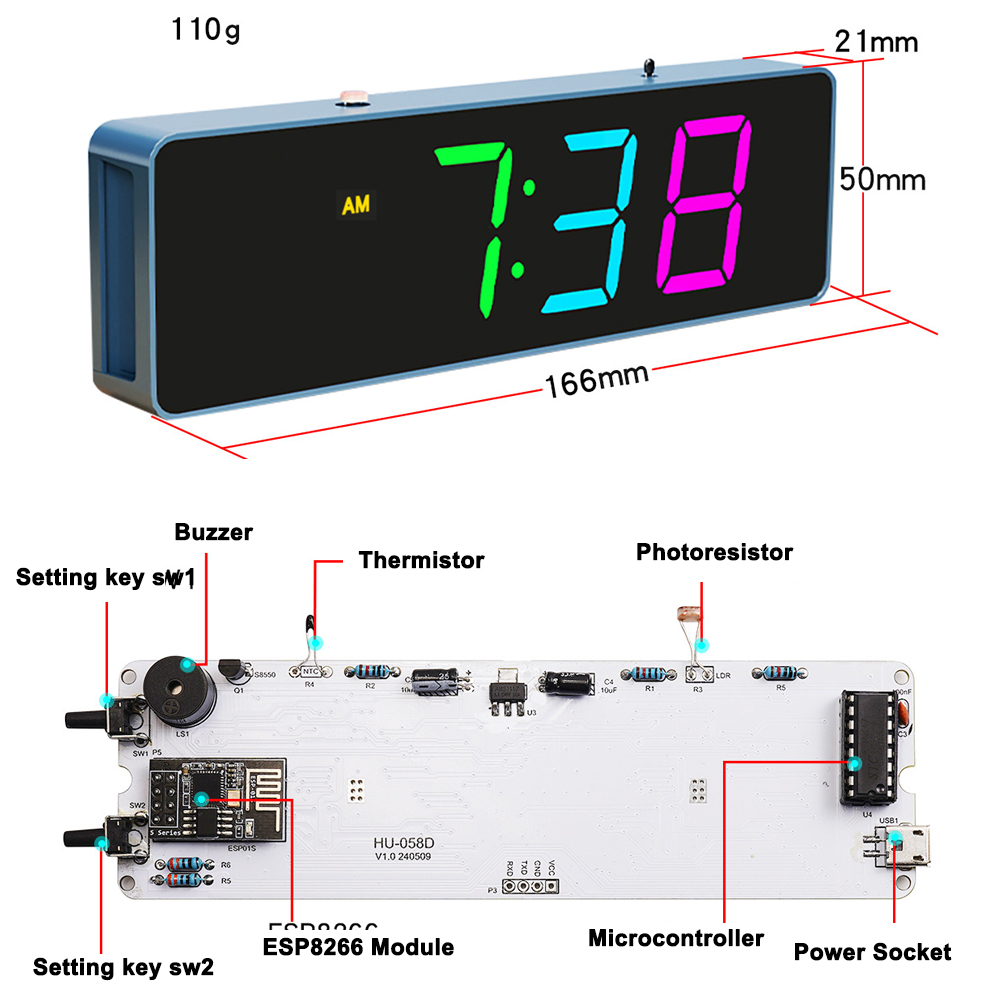 Комплект красочных часов ESP82 – обзор и цена Esp8266